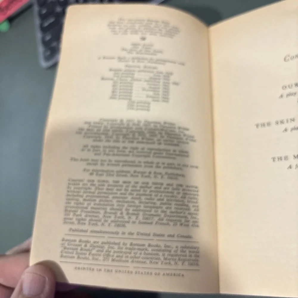 THREE PLAYS BY THORNTON WILDER; OUR TOWN, THE SKIN OF OUR